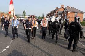 orangemen and riot police